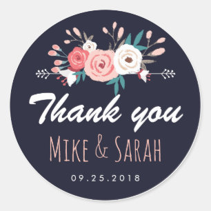Rond Sweet Rustic Spring Floral Wedding Favor Sticker
