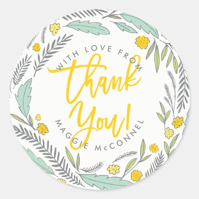 Rond Sweet Sprigs Sexe Sticker Merci bébé neutre (Devant)