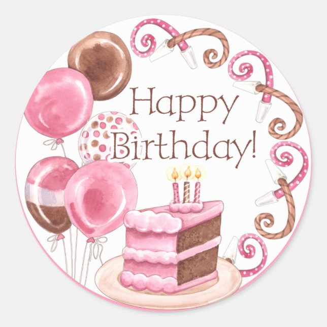 Rond Sweet Sweet Sweet Happy Sticker d'anniversaire (Devant)