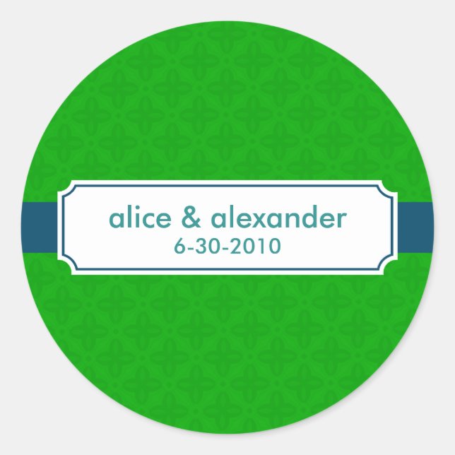 Rond Sylvia en marine et Sticker Mariage vert/Étiquette (Devant)