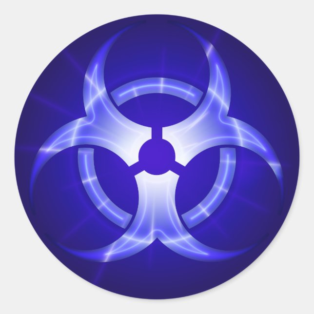 Rond Symbole bleu brillant Biodanger Sticker (Devant)