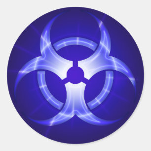 Rond Symbole bleu brillant Biodanger Sticker