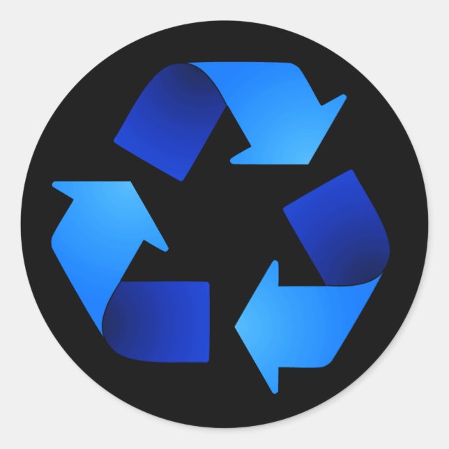 Rond Symbole de recyclage bleu Sticker (Devant)