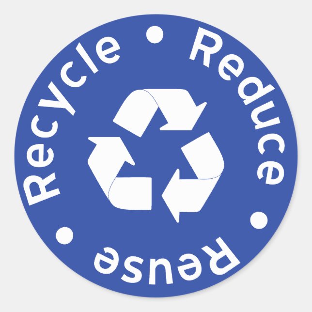 Rond Symbole de recyclage bleu Sticker (Devant)