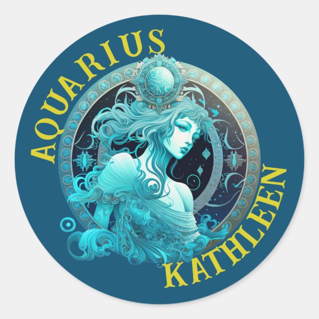 Rond Symbole Zodiaque Aquarius Sticker d'astrologie (Devant)