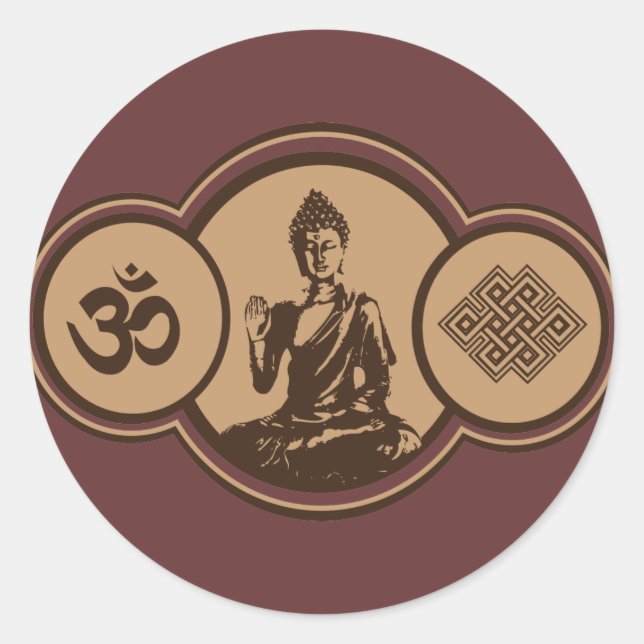 Rond Symboles de Bouddha Sticker (Devant)