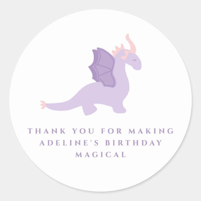 Rond Sympa Dragon Anniversaire Favoriser Sticker (Devant)