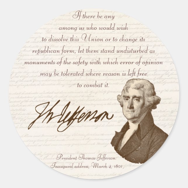 Rond T. Jefferson : Opinion & Raison - Sticker (Devant)