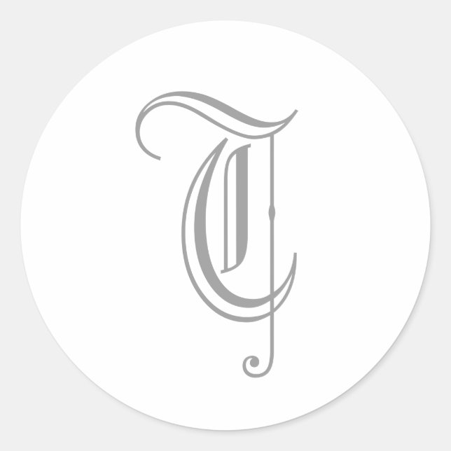 Rond T Lettre Monogramme Sticker Gris Vieux Anglais (Devant)
