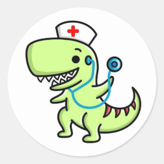 Rond T-rex Infirmière Sticker Round