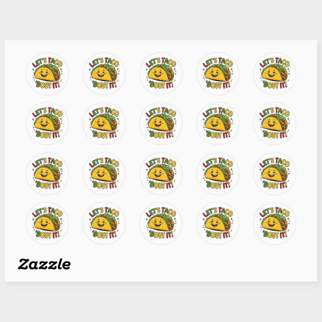 Rond Taco ‘Bout It ! Sticker Taco drôle - mignonette et (Feuille)
