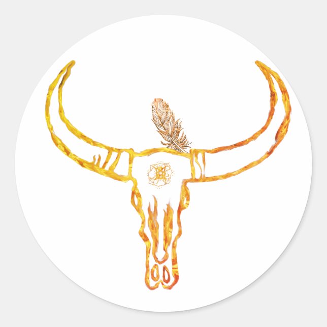Rond Taureau Or, Sticker en plumes (Devant)