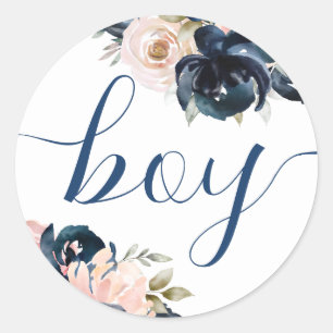 Rond Team Boy Navy et blush Sticker Genre Reveal. C
