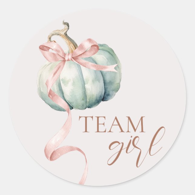 Rond Team Girl Coquette Pumpkin Gender Reveal Sticker (Devant)