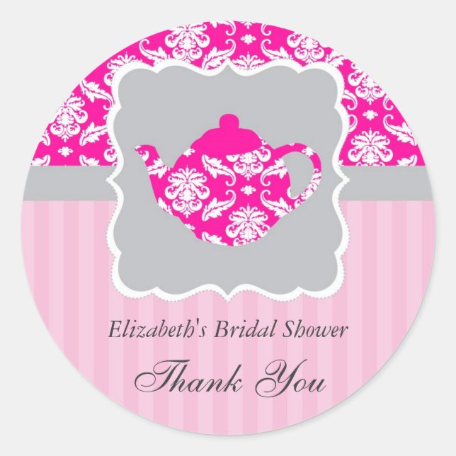 Rond Teapot (rose/gris) Sticker Favoriser le phoque (Devant)