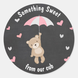 Rond Teddy ours Sticker faveur tag bois Fille rose