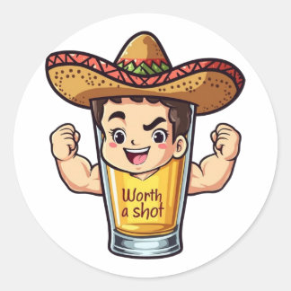 Rond Tequila Shot Worth A Shot Sticker - Funny Drink