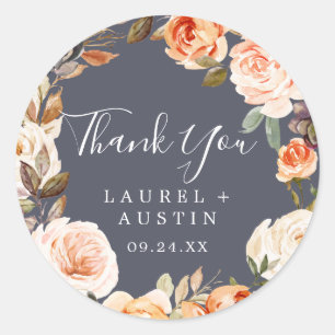 Rond Terre rustique   Sticker Favor Merci violet