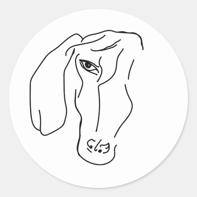 Rond Tête de Dachshund, Sticker de dessin d'art (Devant)