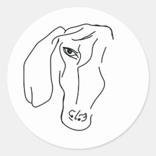 Rond Tête de Dachshund, Sticker de dessin d'art