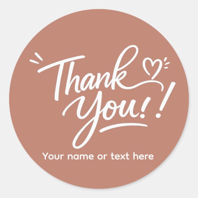 Rond Thank you! modern calligraphy Sticker (Devant)