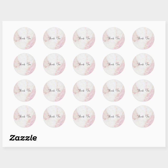 Rond ThankYou Sticker - Pink Marble (Feuille)