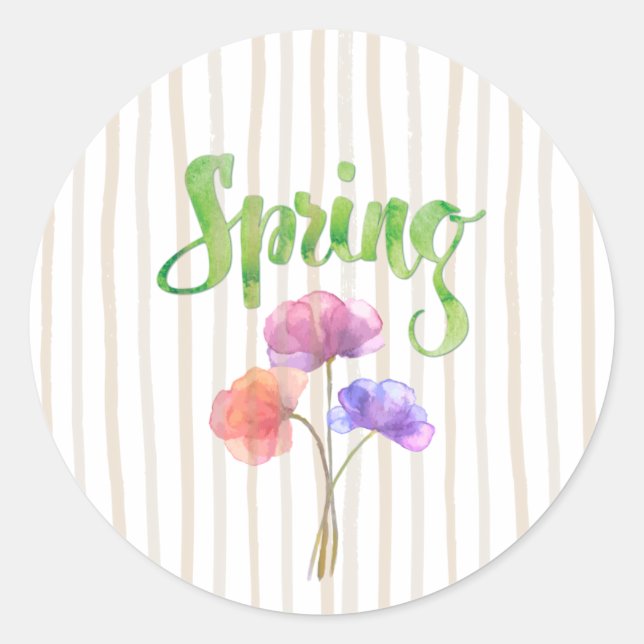 Rond Thème de printemps, Bright Watercolor Sticker Flor (Devant)