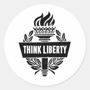 Rond Think Liberty - Logo Torch - Sticker blanc