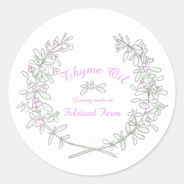 Rond Thyme wreath art Thyme huile sticker (Devant)