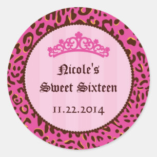 Rond Tiara Sweet sixteen Anniversaire Favoriser Sticker