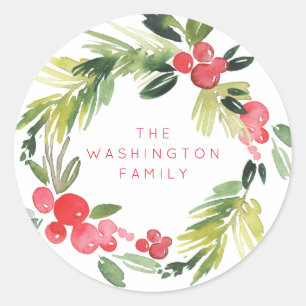 Rond Tidings Wreath Sticker de voeux de Noël