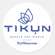 Tikun Bleu Sur Sticker Blanc