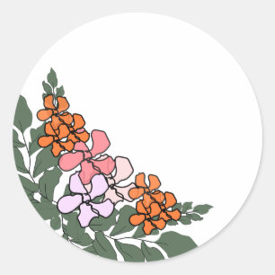 Rond Titre : Sticker floral coloré