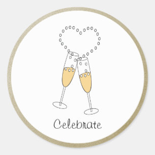 Rond Toast de Champagne avec Sticker Coeur