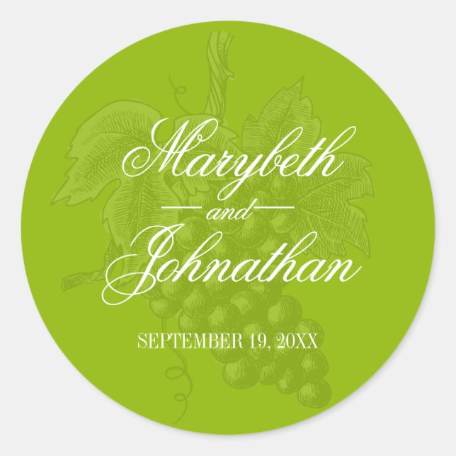 Rond Toile & Calligraphie Mariage Favor Sticker (Devant)