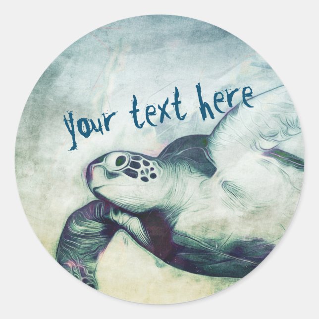 Rond Tortue de mer verte | Sticker (Devant)