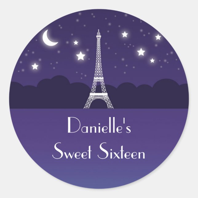 Rond Tour Eiffel Sweet sixteen Favoriser Sticker (Devant)
