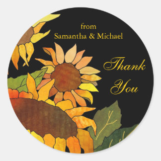 Rond Tournesol : Sticker en Merci Mariage