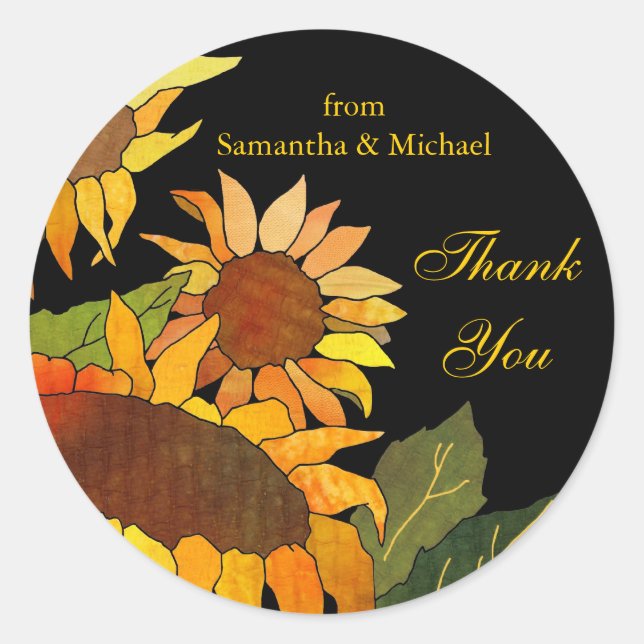 Rond Tournesol : Sticker en Merci Mariage (Devant)