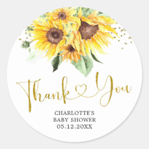 Rond Tournesol sur le chemin Baby shower Merci Sticker