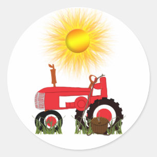 Rond Tracteur rouge avec Sticker en bâton de pêche