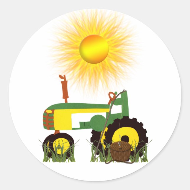 Rond Tracteur vert avec Sticker en Pole de Pêche (Devant)