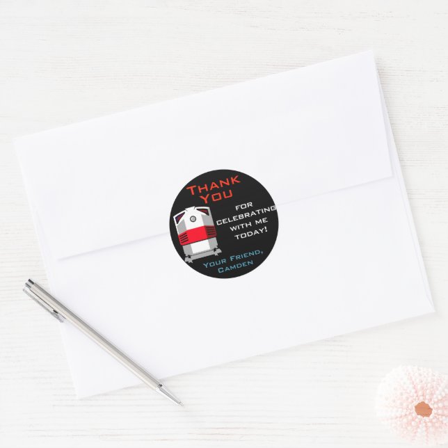 Rond Train Anniversaire Fête Favoriser Sticker Cadeau (Enveloppe)