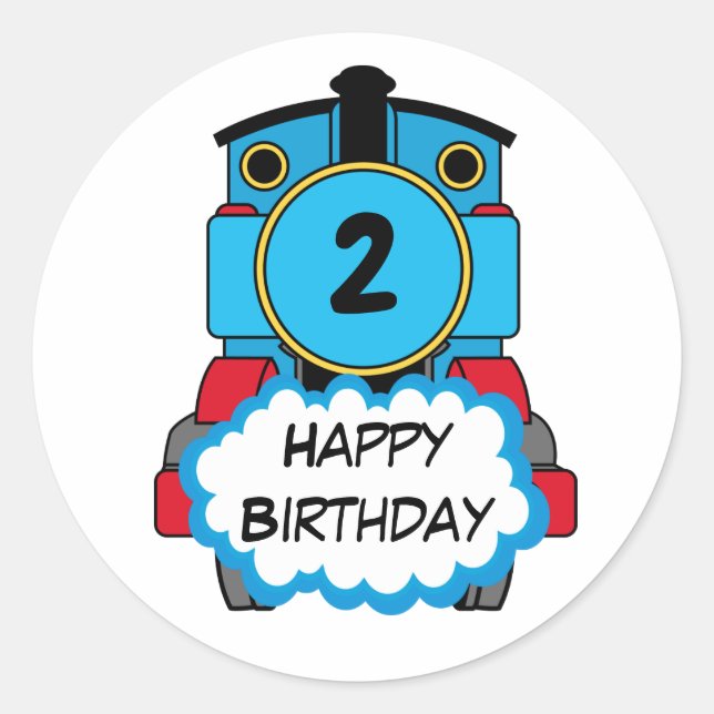 Rond Train Happy Birthday round Sticker (Devant)