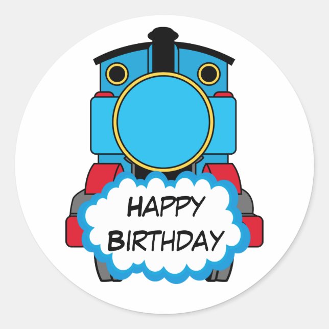Rond Train Happy Birthday round Sticker (Devant)