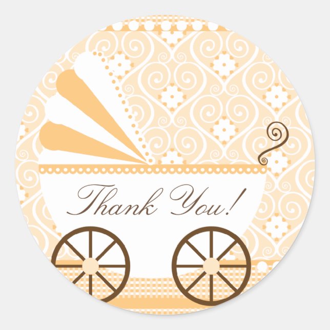 Rond Transport vintageMerci Baby shower Sticker (Devant)
