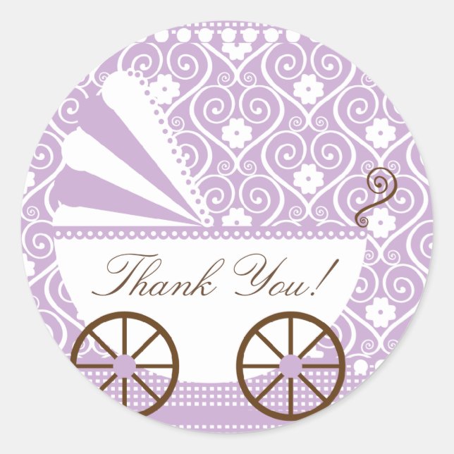 Rond Transport vintageMerci Baby shower Sticker (Devant)
