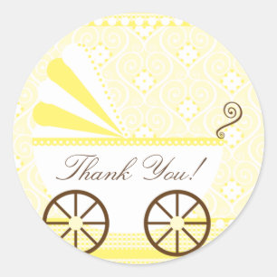Rond Transport vintageMerci Baby shower Sticker