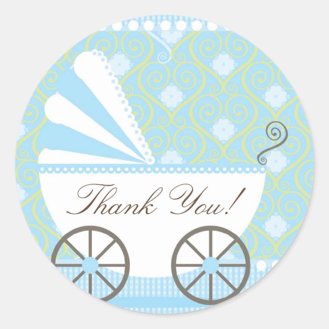Rond Transport vintageMerci Baby shower Sticker (Devant)