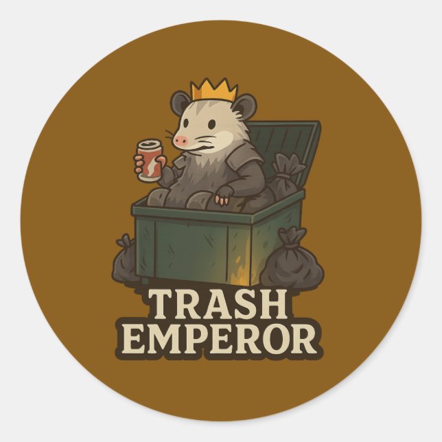 Rond Trash Emperor – Funny Possum Sticker (Devant)